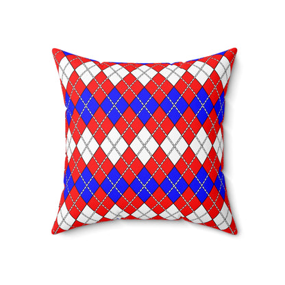 Red, White, Blue Retro Argyle Cushion Pillow