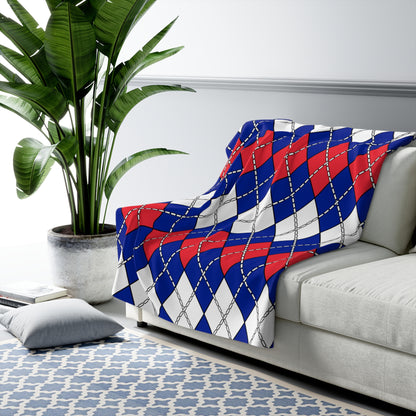 French Southern Territories Retro Argyle Blanket Throw