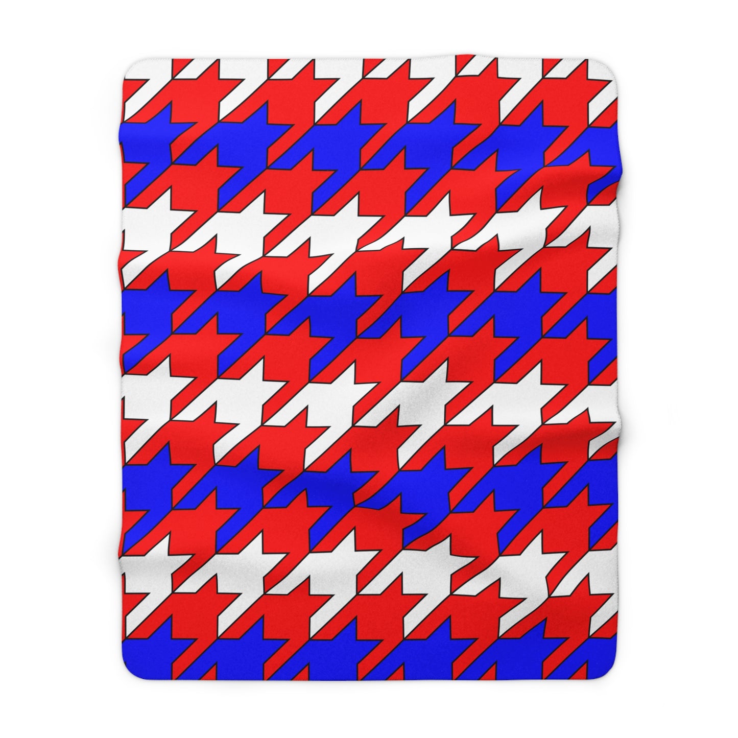 Red, White, Blue Retro Houndstooth Blanket Throw
