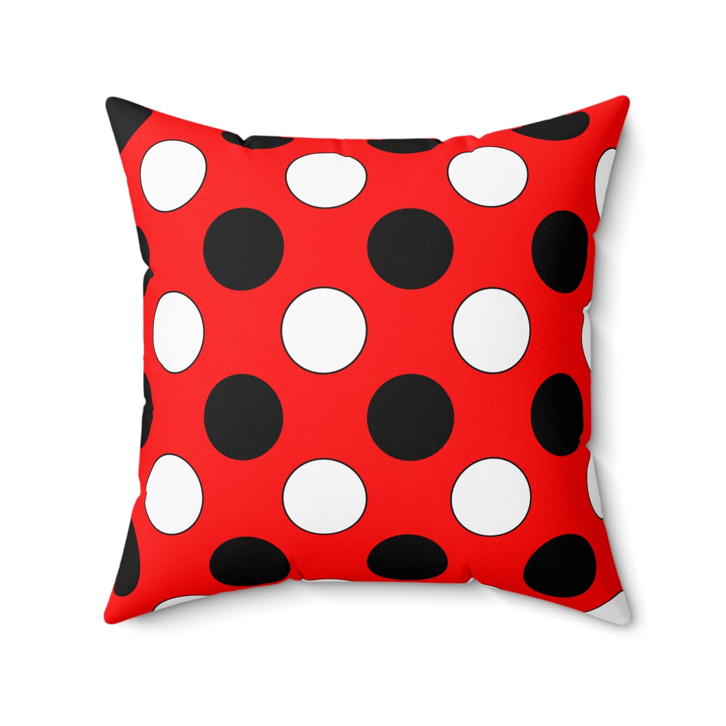 Red, Black, White Retro Polka Dots Cushion Pillow