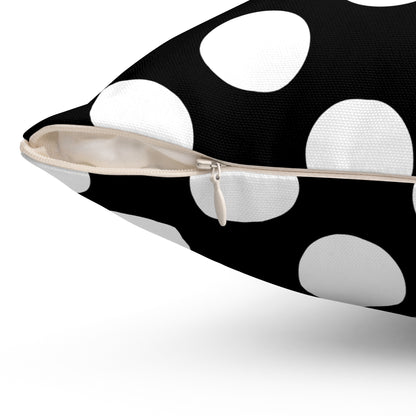 Black, White Retro Polka Dots Cushion Pillow