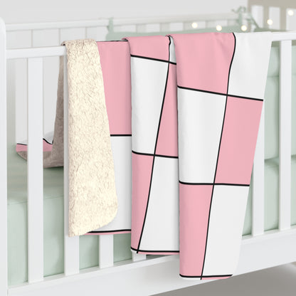 Pink, White Retro Check Blanket Throw