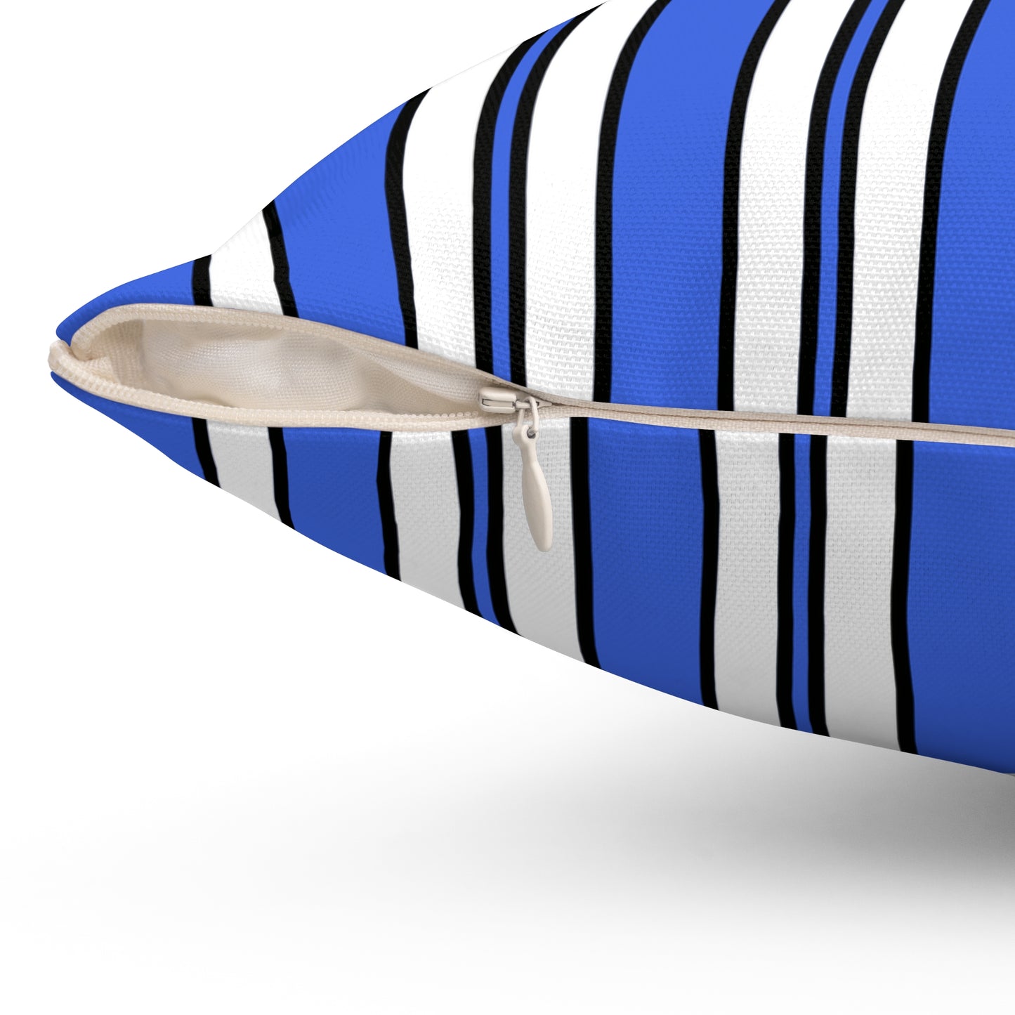 Royal Blue, White Retro Stripes Cushion Pillow