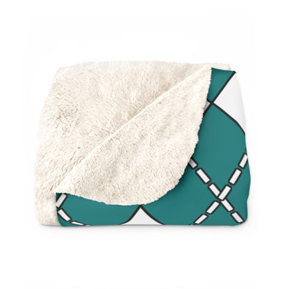 Teal, White Retro Argyle Blanket Throw