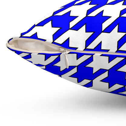 Blue, White Retro Houndstooth Cushion Pillow