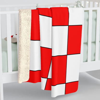 Red, White Retro Check Blanket Throw