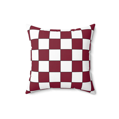 Claret, White Retro Check Cushion Pillow