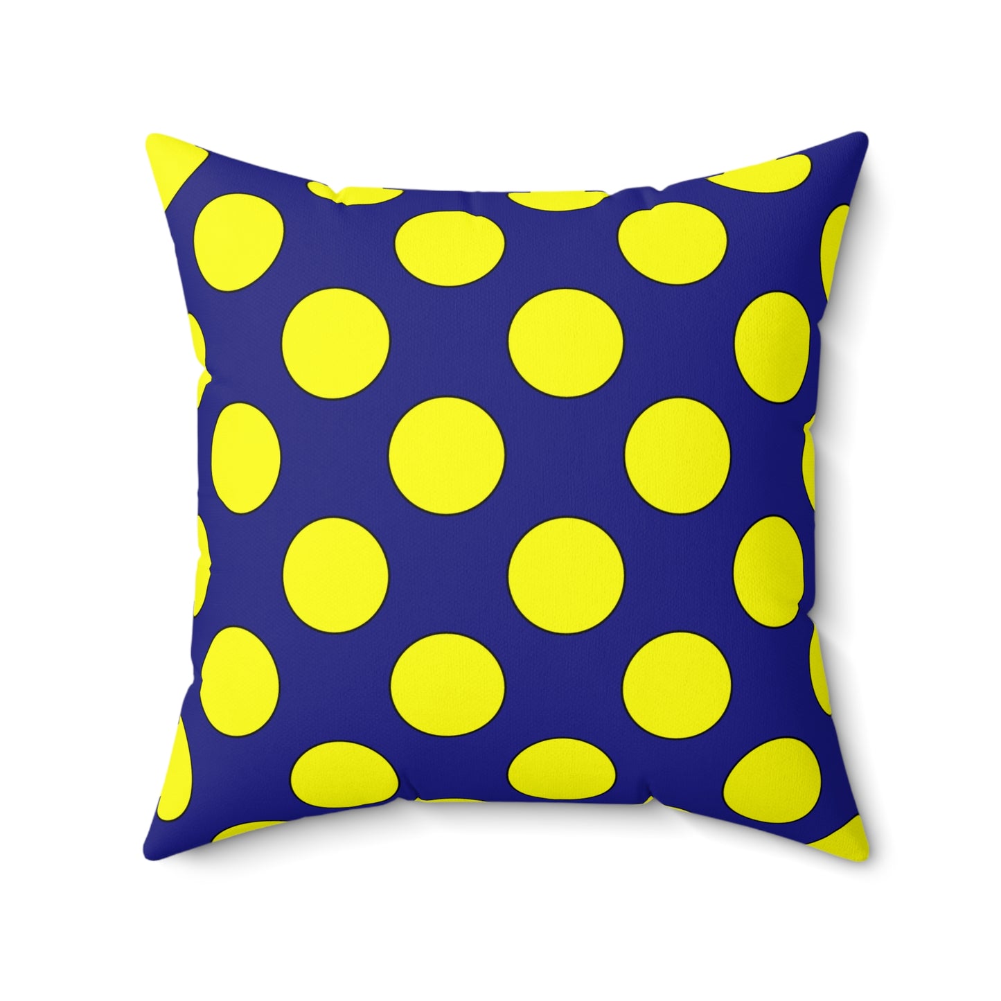 Navy Blue, Yellow Retro Polka Dots Cushion Pillow