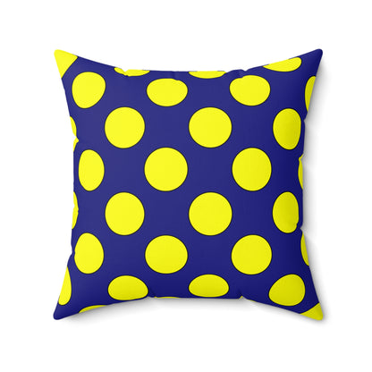 Navy Blue, Yellow Retro Polka Dots Cushion Pillow