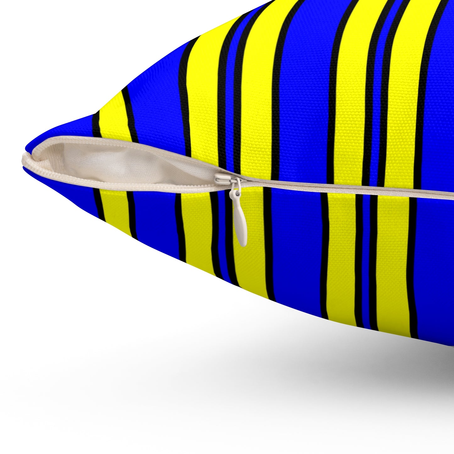 Blue, Yellow Retro Stripes Cushion Pillow