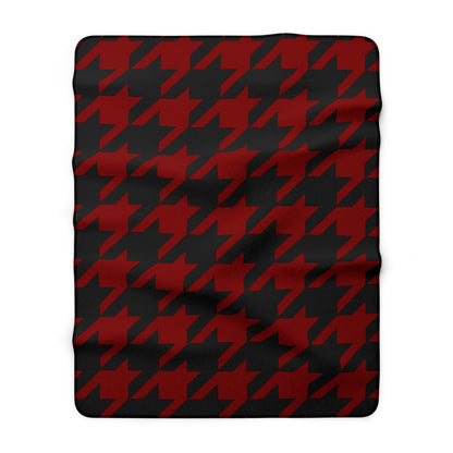 Maroon, Black Retro Houndstooth Blanket Throw