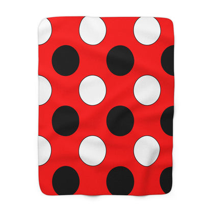 Red, Black, White Retro Polka Dots Blanket Throw