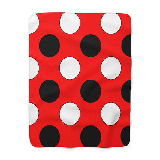 Red, Black, White Retro Polka Dots Blanket Throw