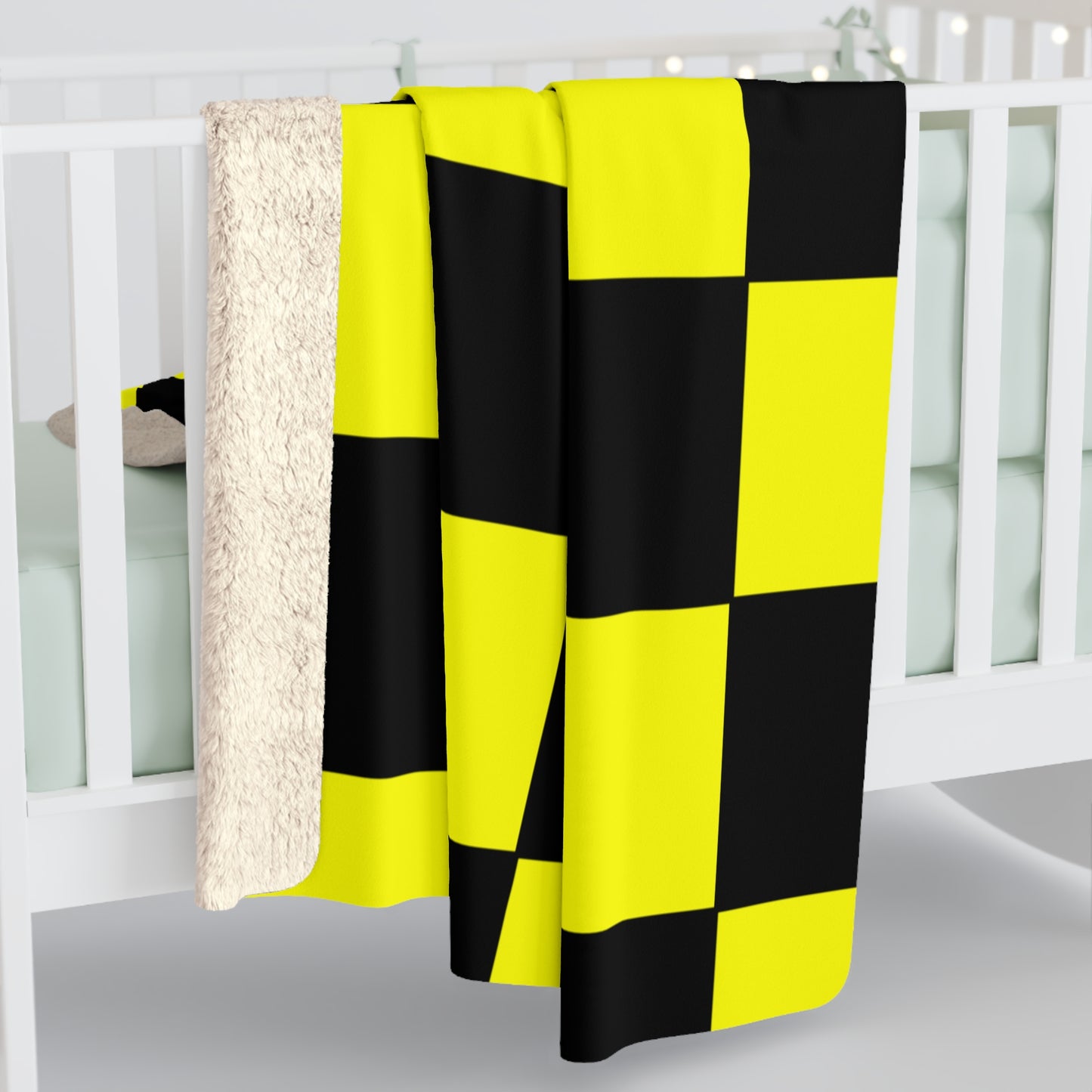 Yellow, Black Retro Check Blanket Throw