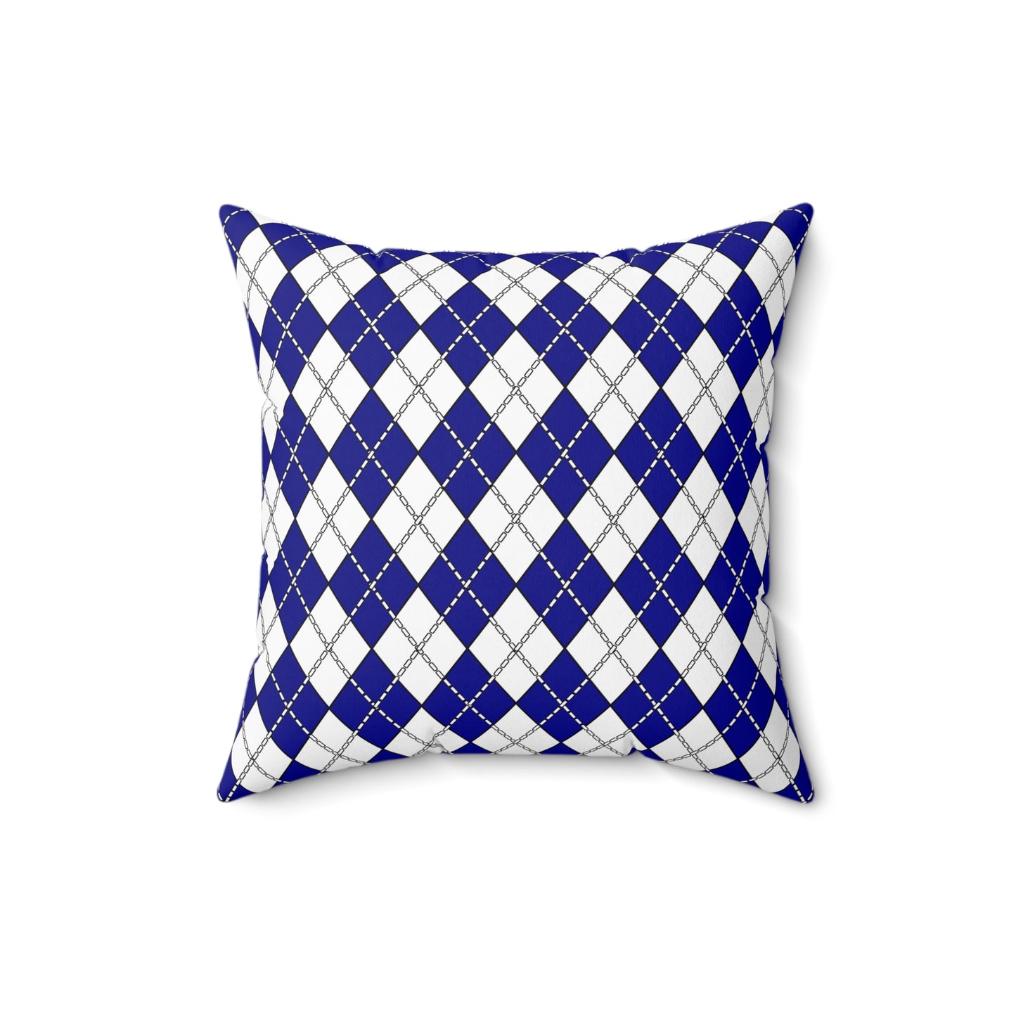 Dark Blue, White Retro Argyle Cushion Pillow