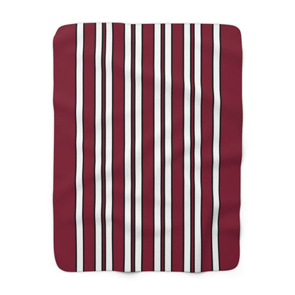 Claret, White Retro Stripes Blanket Throw