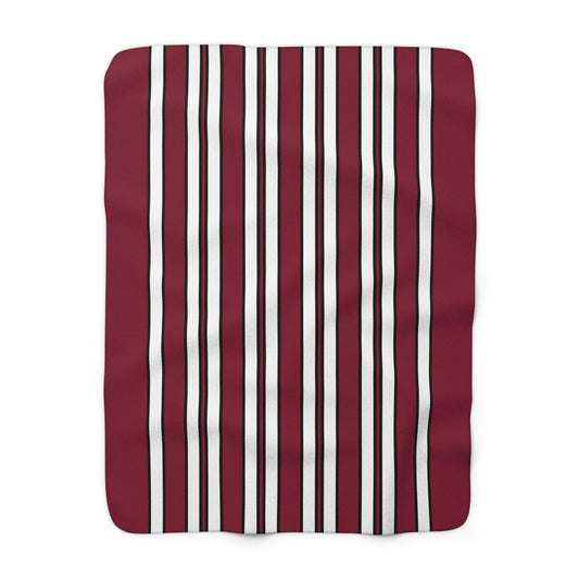 Claret, White Retro Stripes Blanket Throw