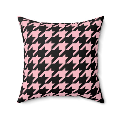 Pink, Black Retro Houndstooth Cushion Pillow