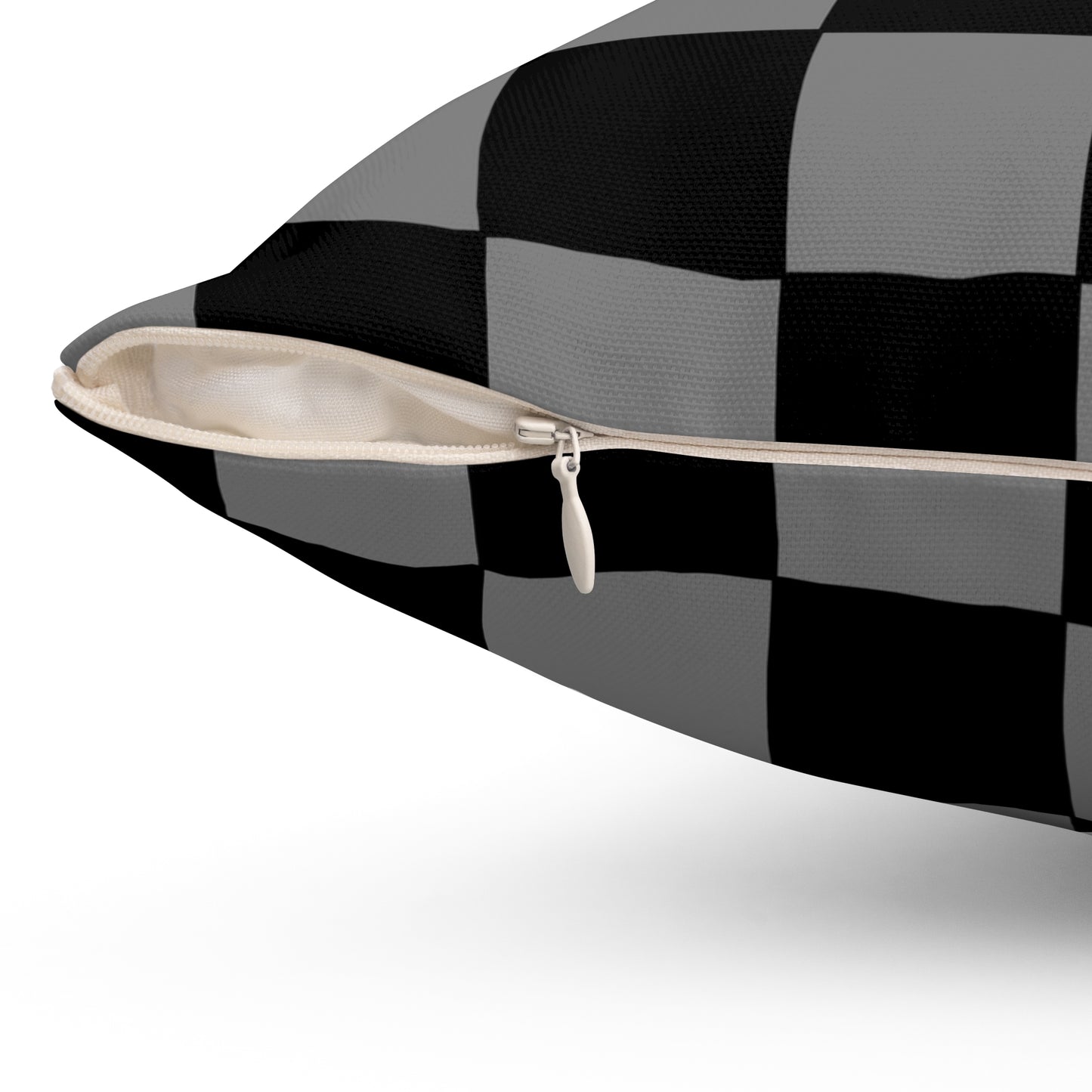 Grey, Black Retro Check Cushion Pillow