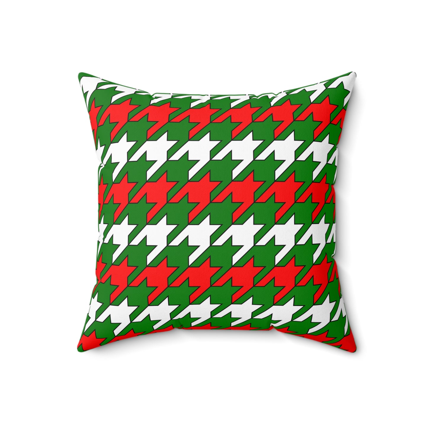 Green, White, Red Retro Houndstooth Cushion Pillow