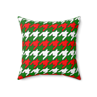 Green, White, Red Retro Houndstooth Cushion Pillow
