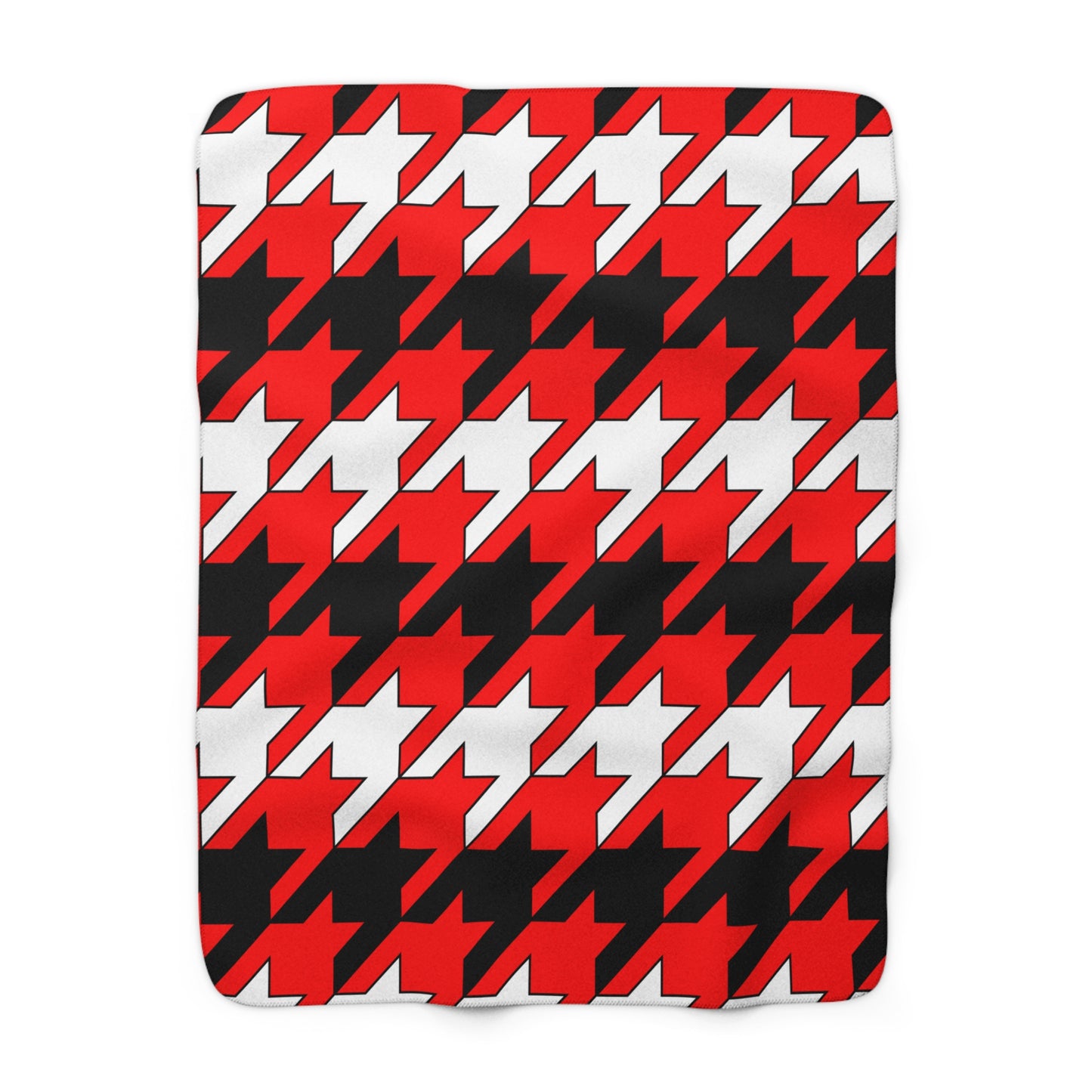 Red, Black, White Retro Houndstooth Blanket Throw