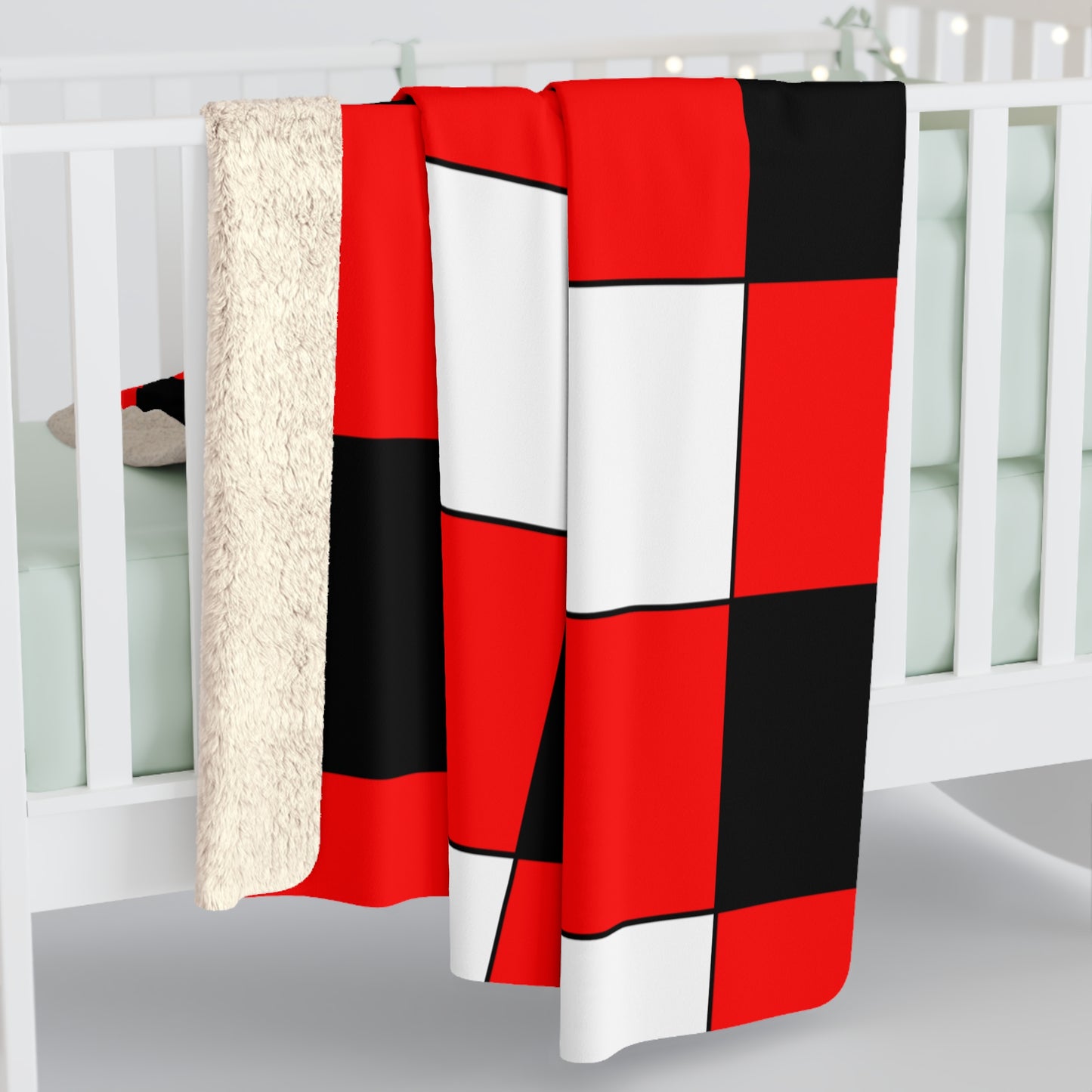 Red, Black, White Retro Check Blanket Throw