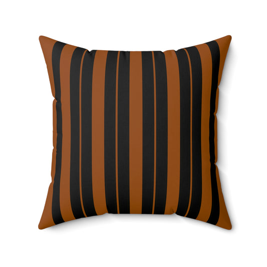 Brown, Black Retro Stripes Cushion Pillow