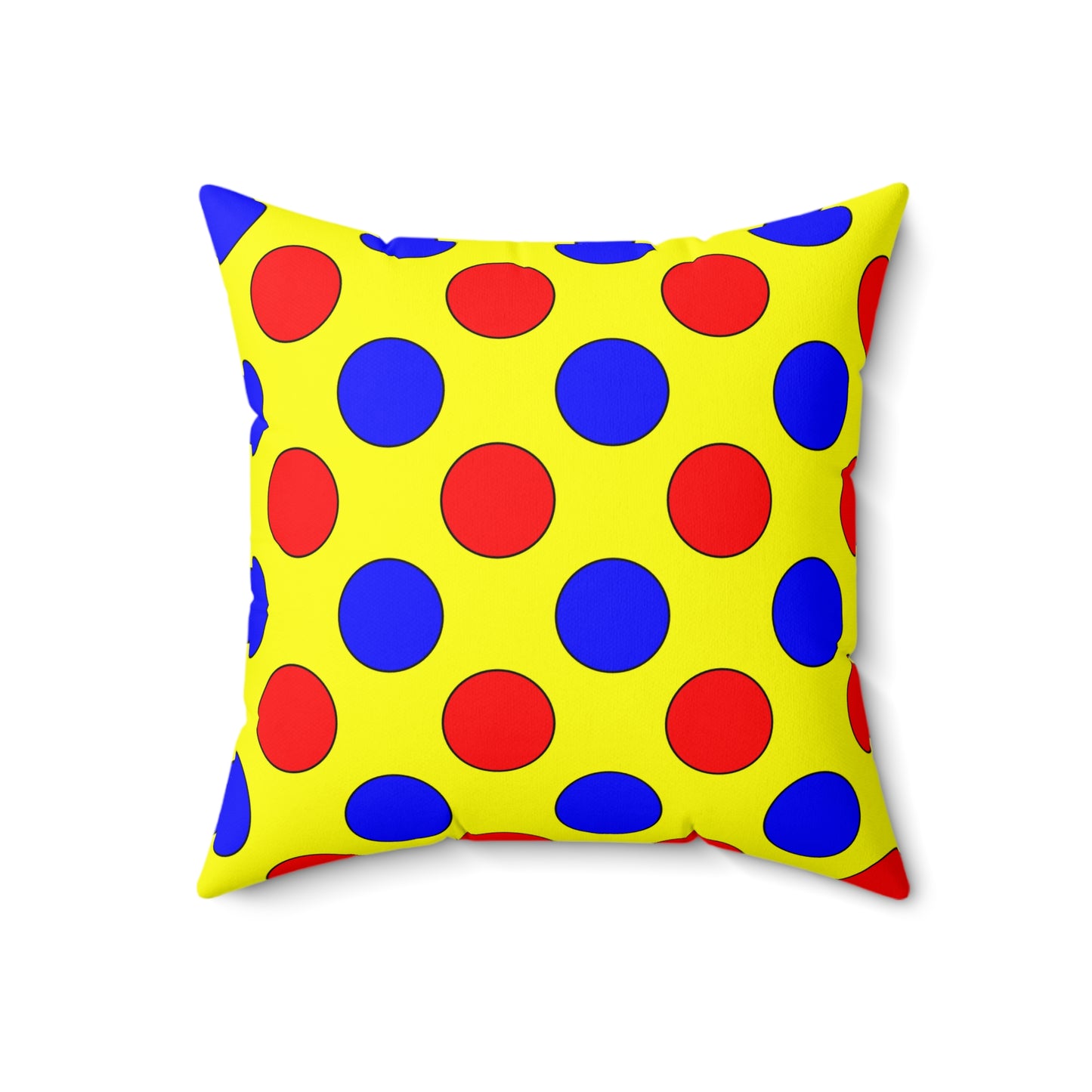 Yellow, Blue, Red Retro Polka Dots Cushion Pillow