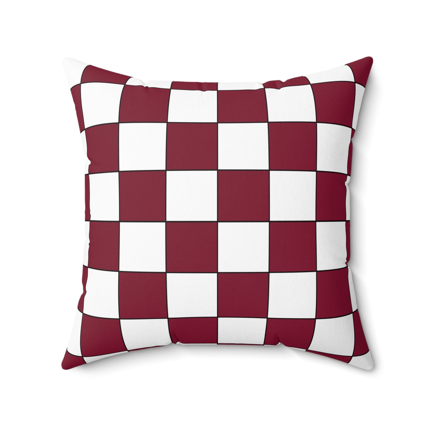 Claret, White Retro Check Cushion Pillow