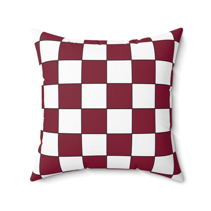 Claret, White Retro Check Cushion Pillow