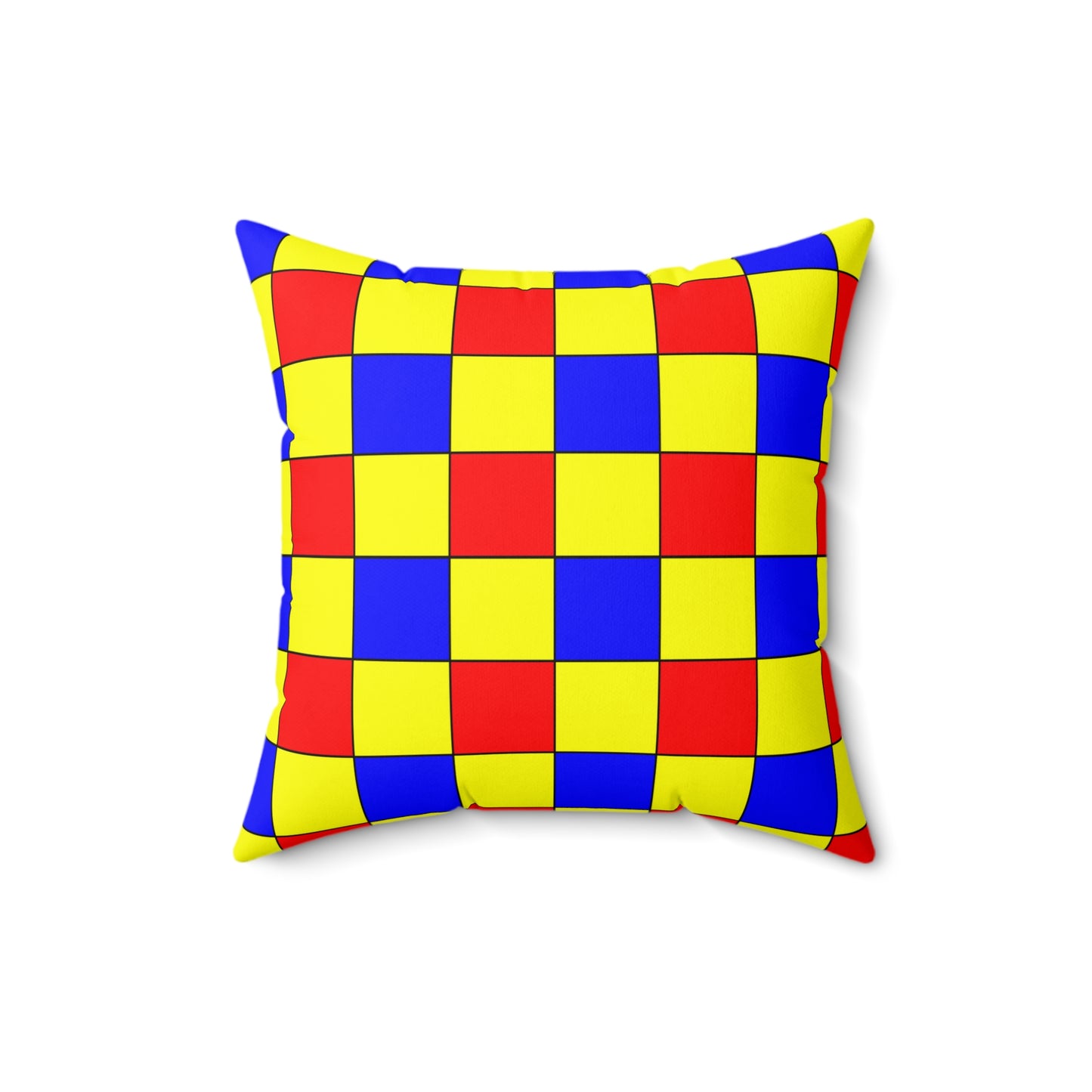 Yellow, Blue, Red Retro Check Cushion Pillow