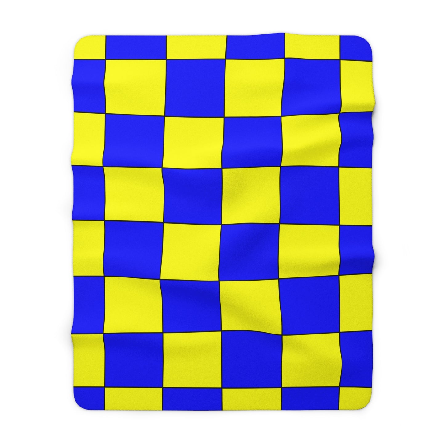 Yellow, Blue Retro Check Blanket Throw