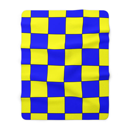 Yellow, Blue Retro Check Blanket Throw