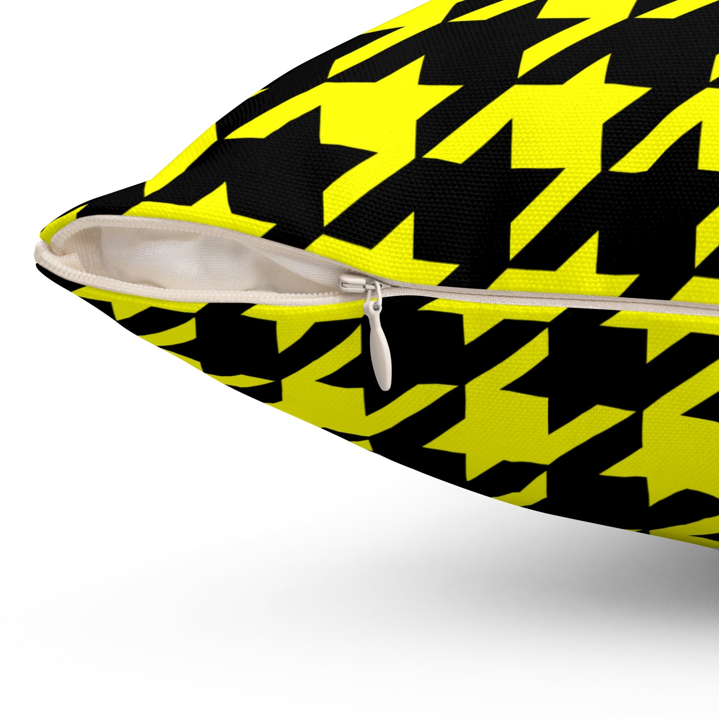 Yellow, Black Retro Houndstooth Cushion Pillow