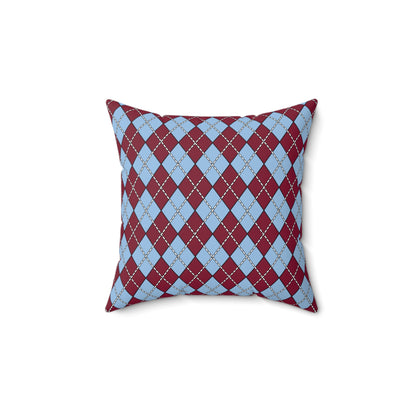 Claret, Blue Retro Argyle Cushion Pillow