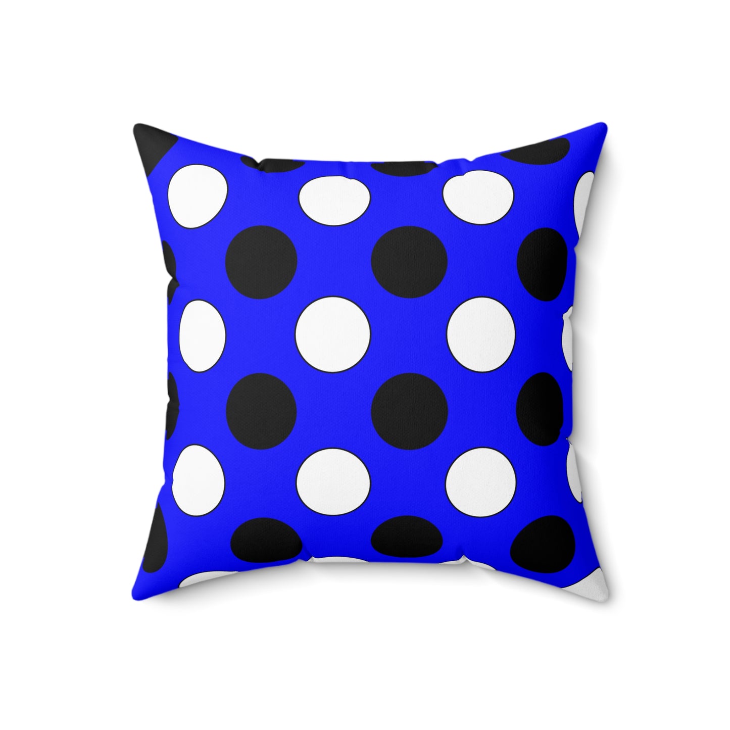 Blue, Black, White Retro Polka Dots Cushion Pillow