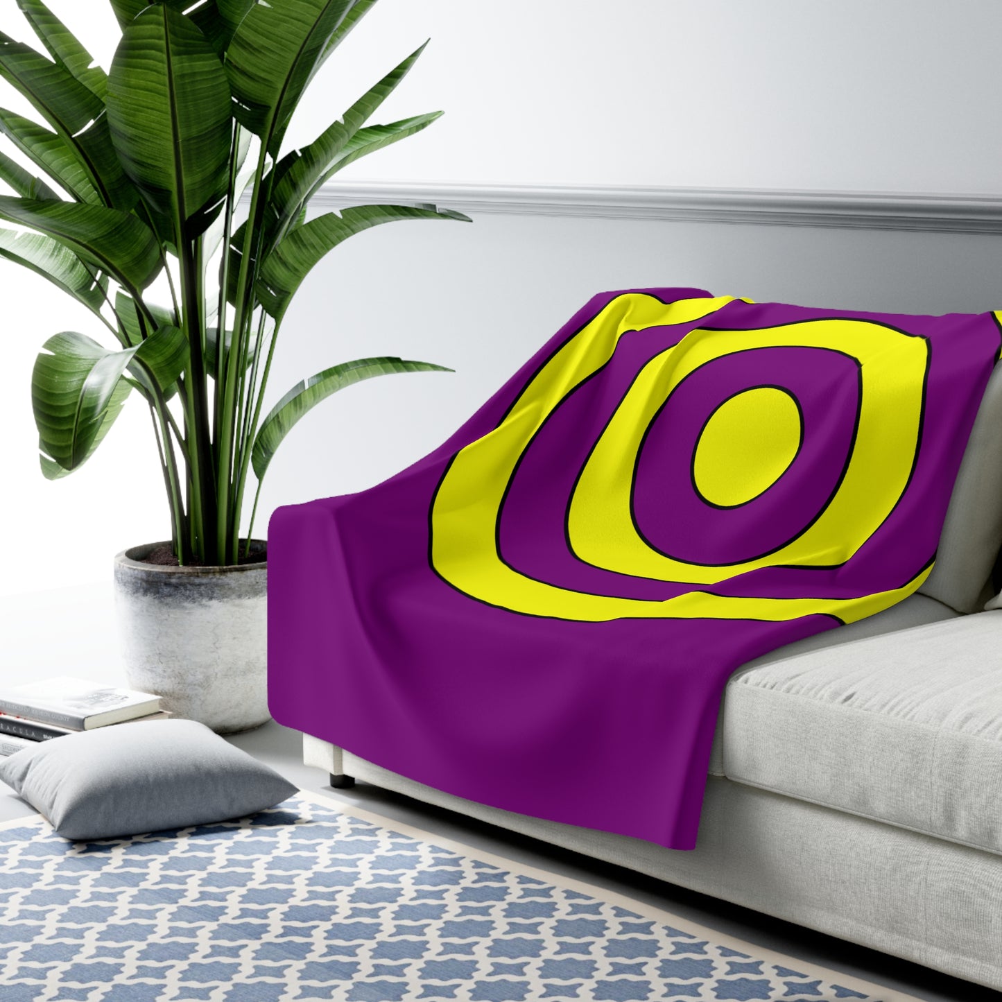 Purple, Yellow Retro Target Blanket Throw