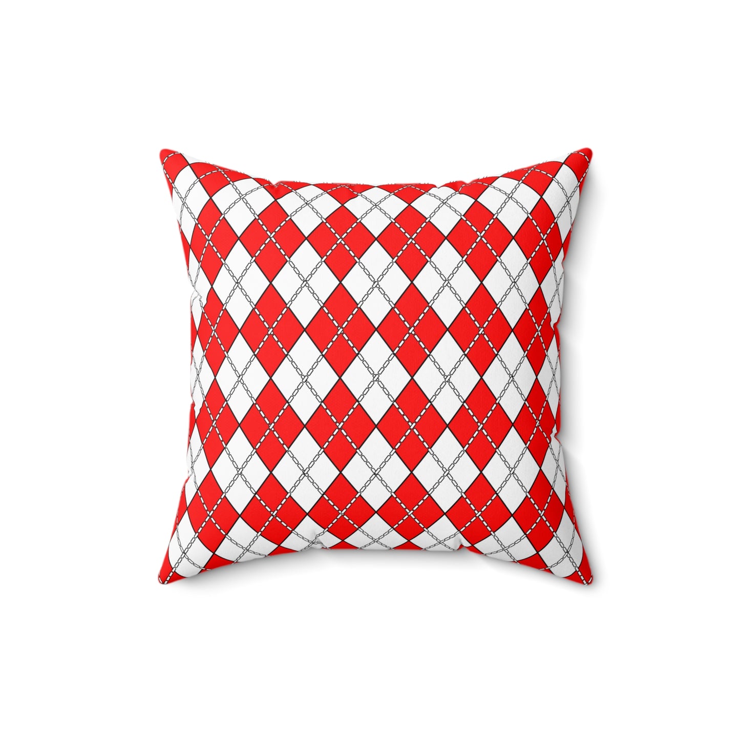 Red, White Retro Argyle Cushion Pillow
