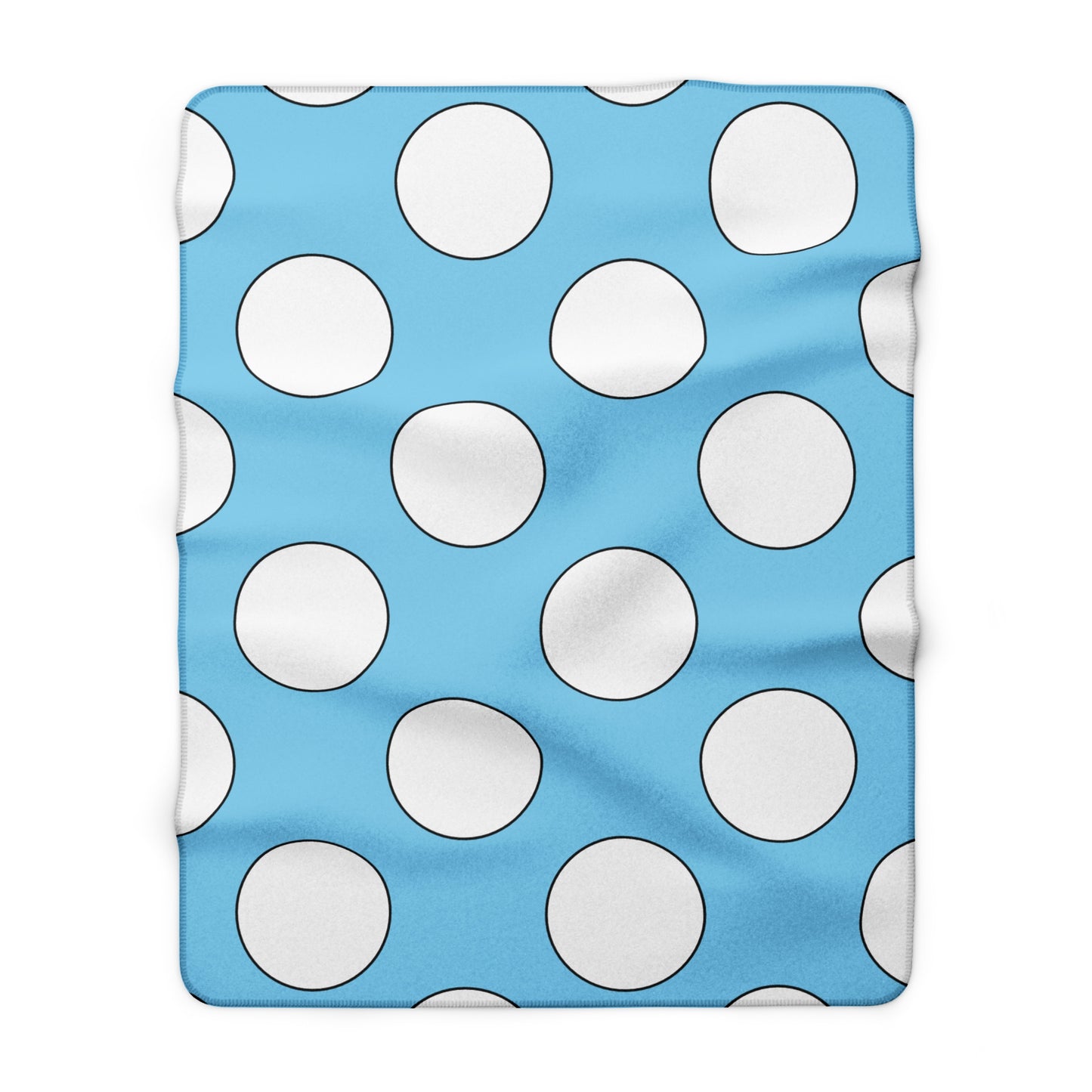 Sky Blue, White Retro Polka Dots Blanket Throw