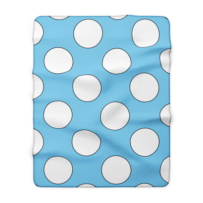 Sky Blue, White Retro Polka Dots Blanket Throw