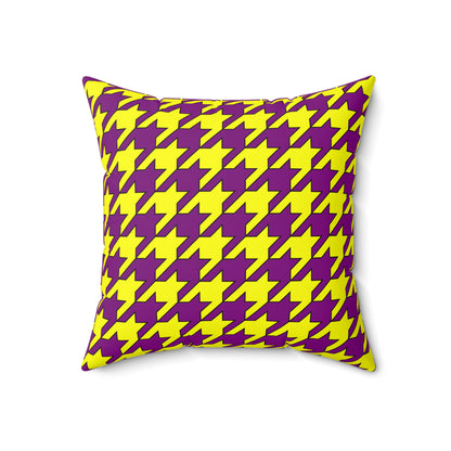 Purple, Yellow Retro Houndstooth Cushion Pillow