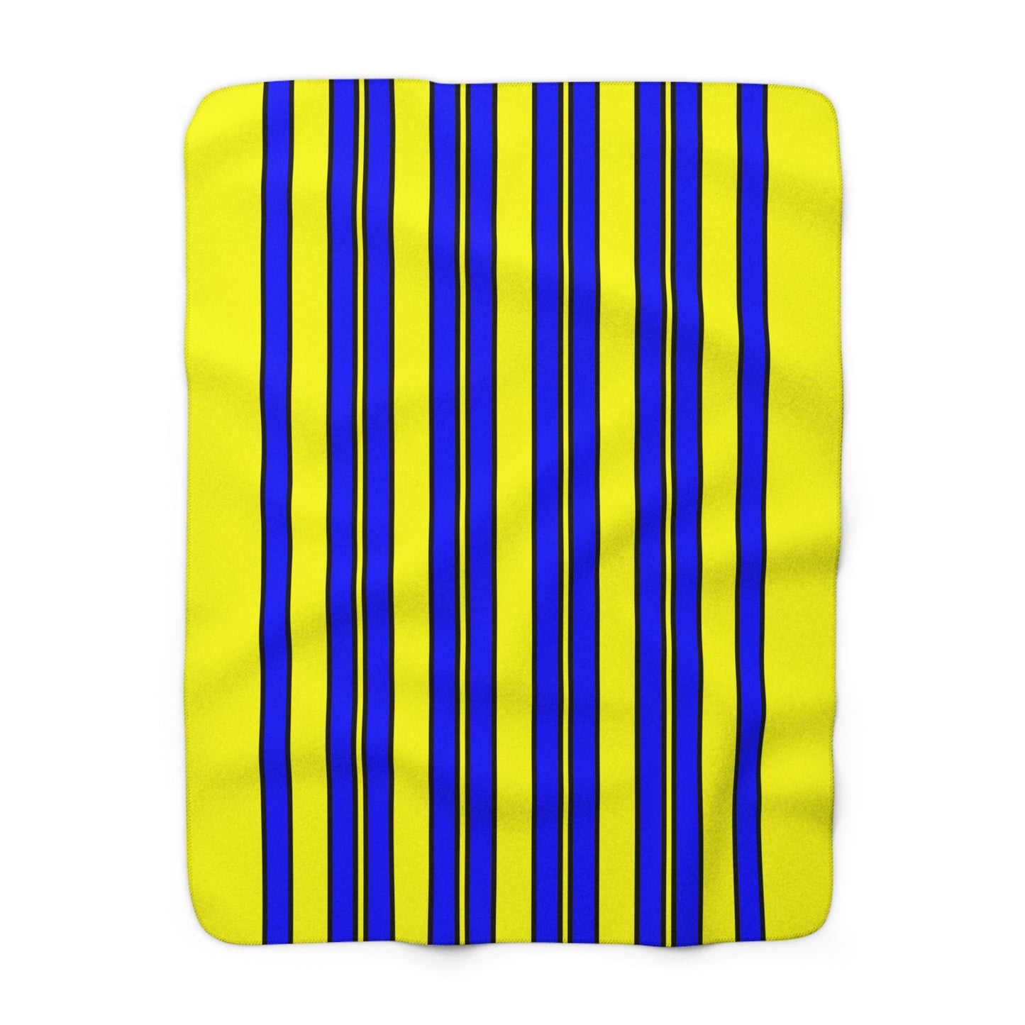Yellow, Blue Retro Stripes Blanket Throw