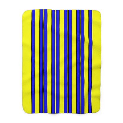 Yellow, Blue Retro Stripes Blanket Throw