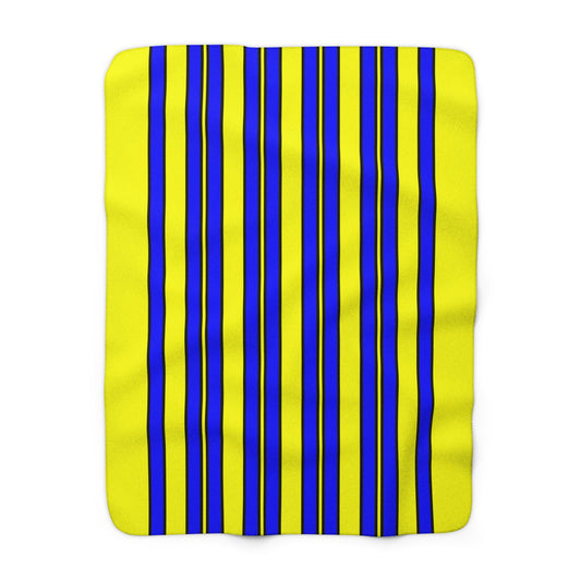Yellow, Blue Retro Stripes Blanket Throw