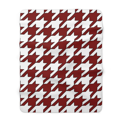 Maroon, White Retro Houndstooth Blanket Throw