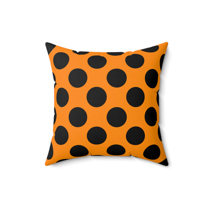 Dark Orange, Black Retro Polka Dots Cushion Pillow