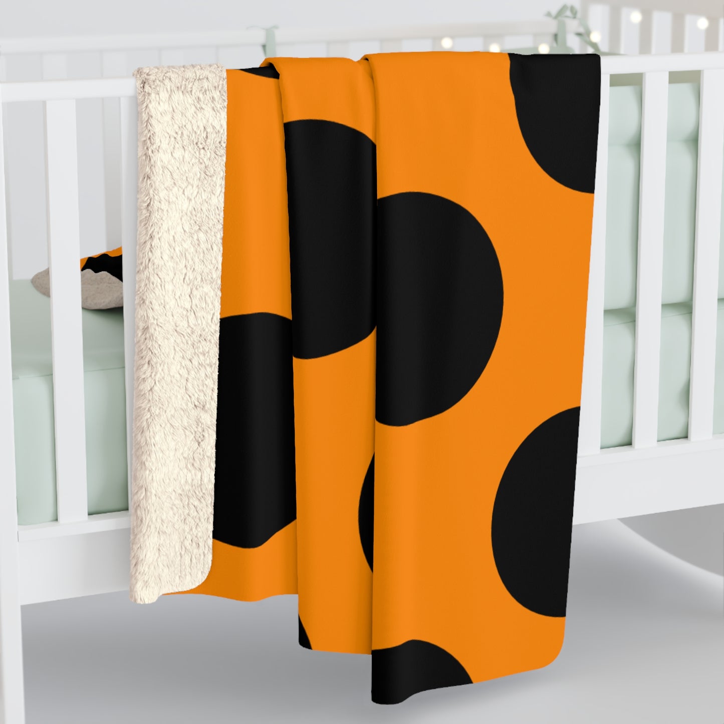 Dark Orange, Black Retro Polka Dots Blanket Throw