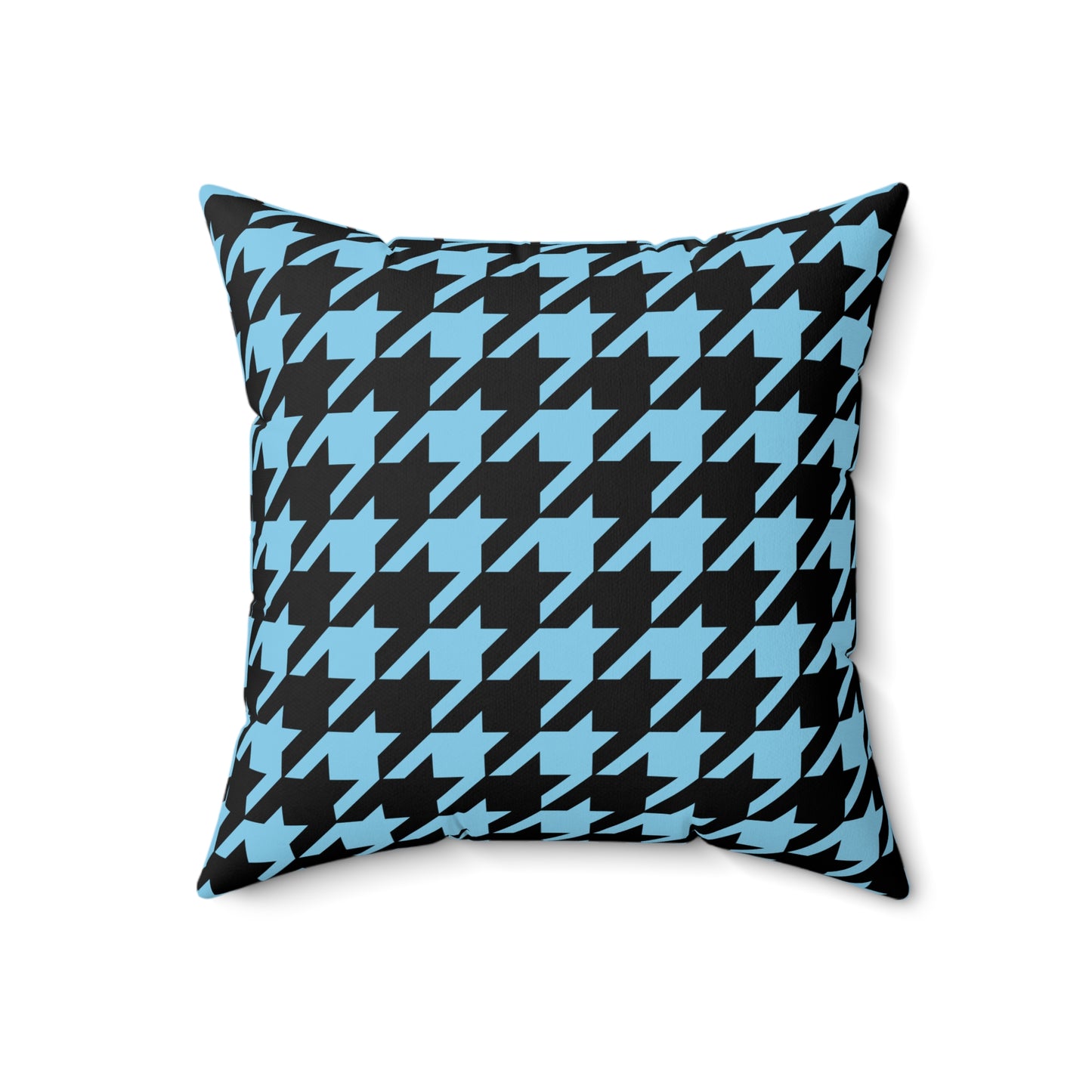 Sky Blue, Black Retro Houndstooth Cushion Pillow