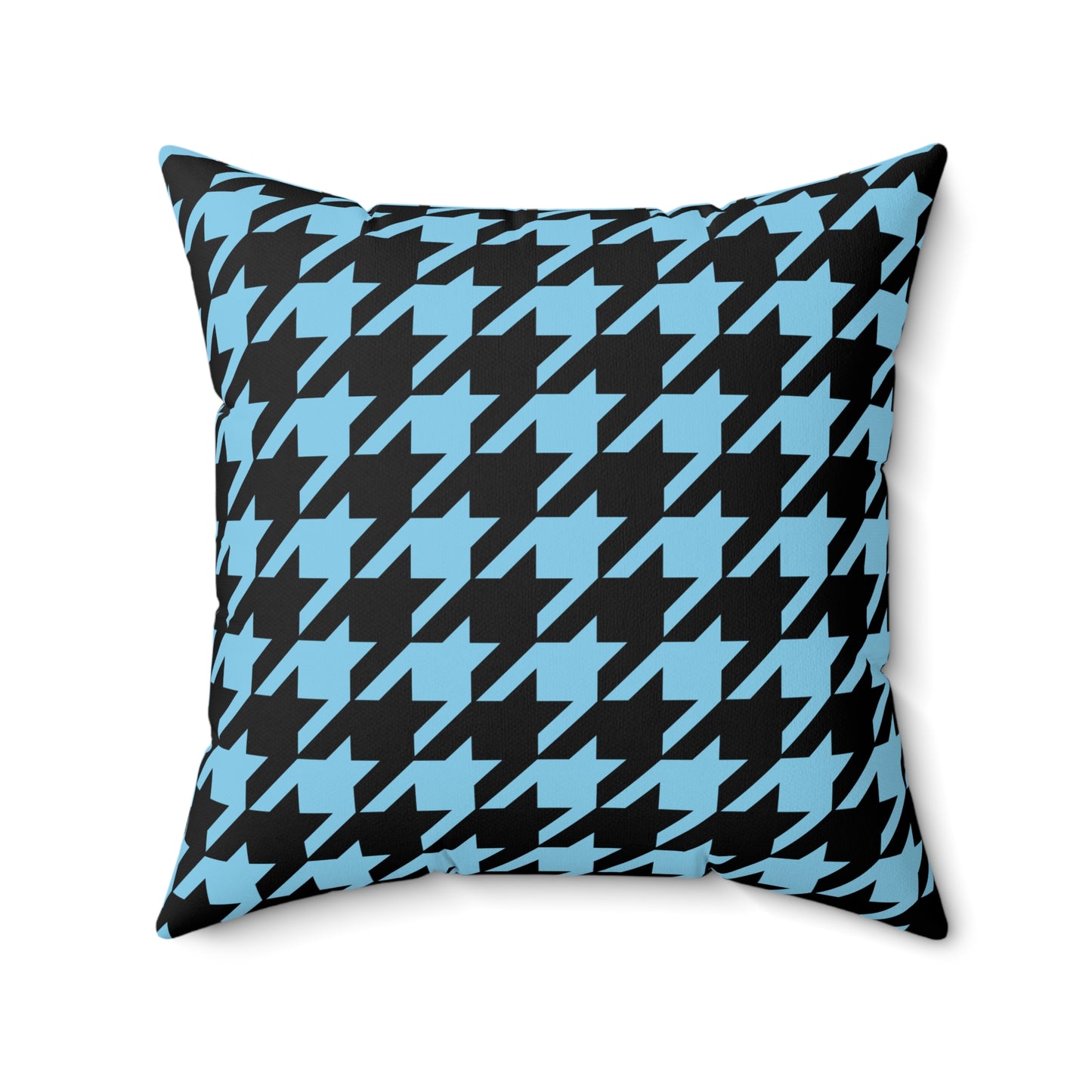 Sky Blue, Black Retro Houndstooth Cushion Pillow